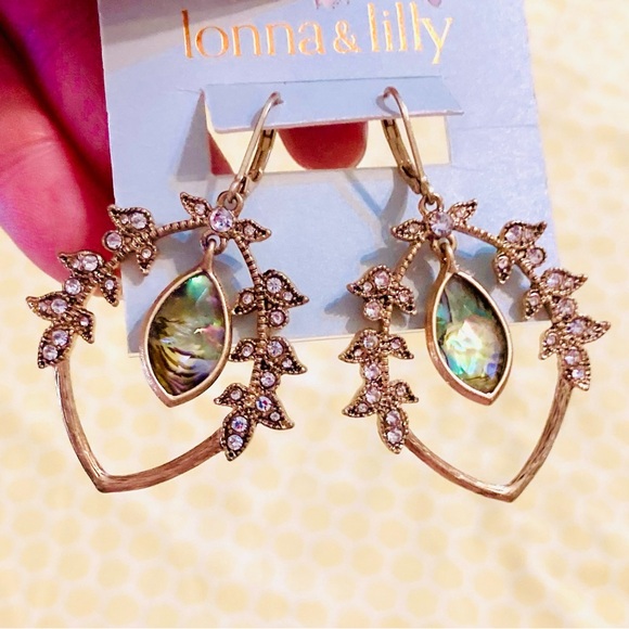 🏰🎠NWT Lonna & Lilly Iridescent Stone & Rhinestone Teardrop Earrings🎠🏰 - Picture 2 of 6